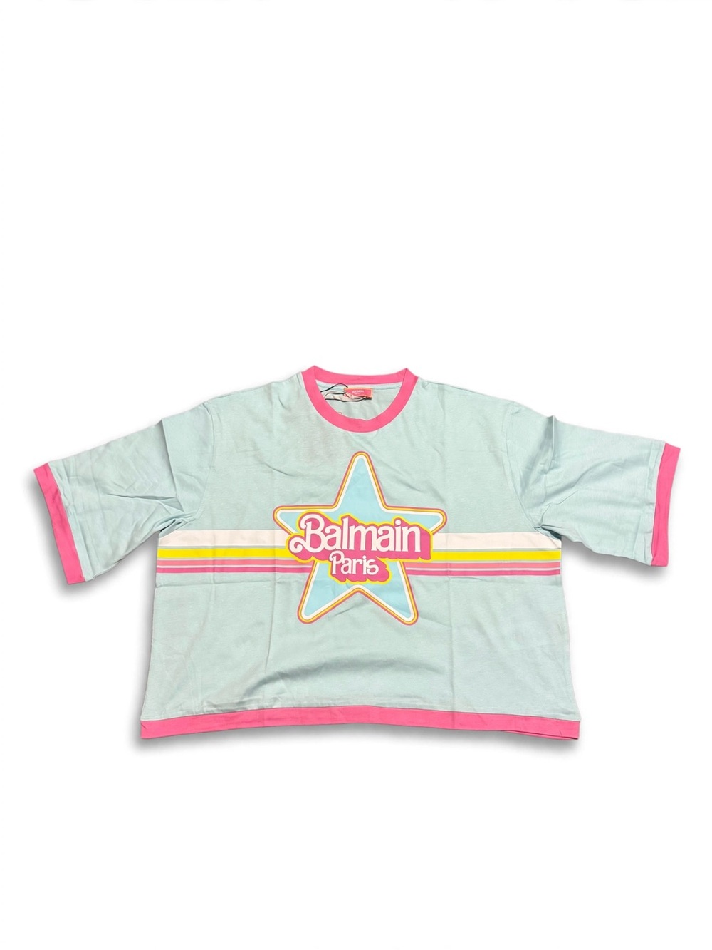 Balmain Paris Barbie Crop Tee Preowned like New Size Large